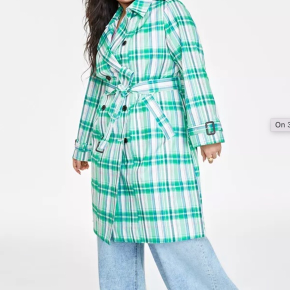 Plaid Spring Raincoat - Picture 3 of 7